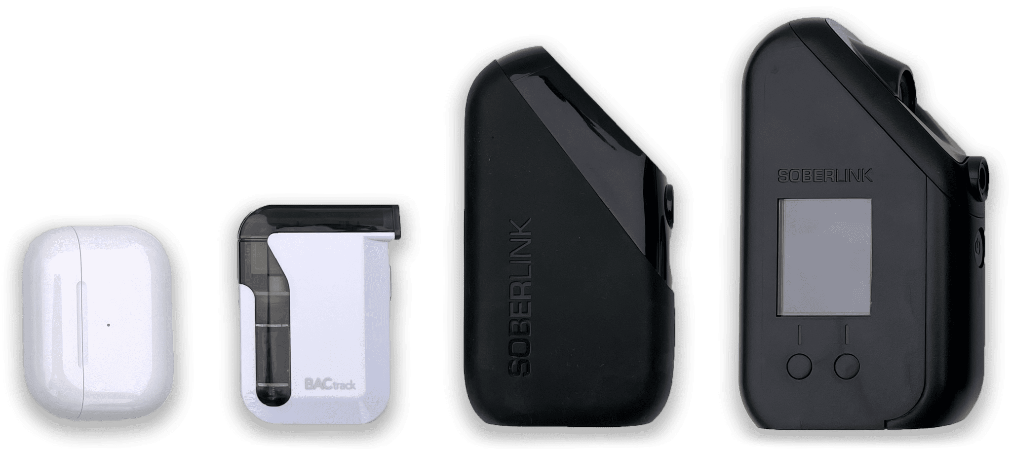 BACtrack View and Soberlink devices side-by-side size comparison from above