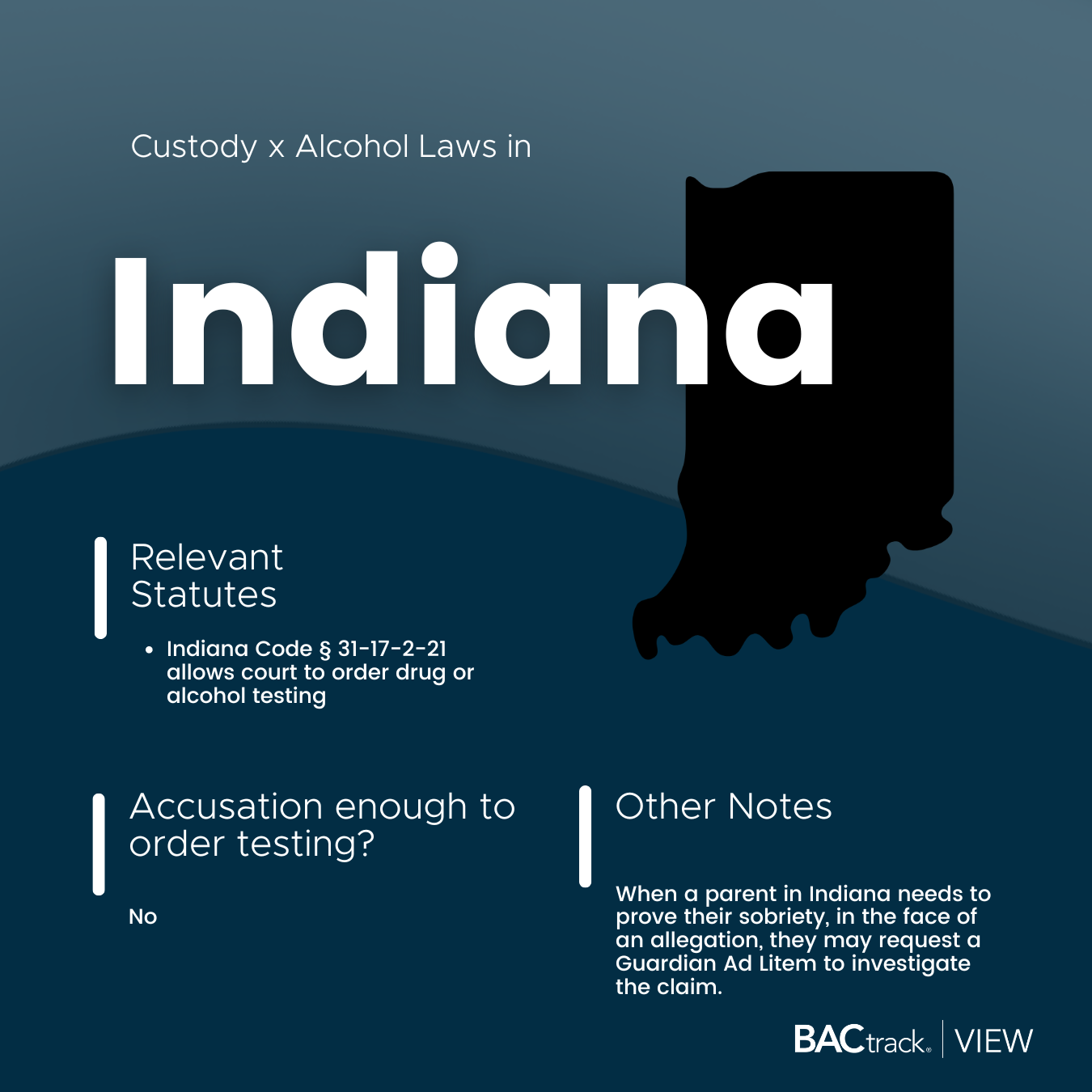 Child custody alcohol testing laws in Indiana infographic