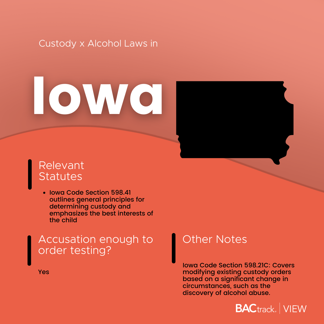 Child custody alcohol testing laws in Iowa infographic