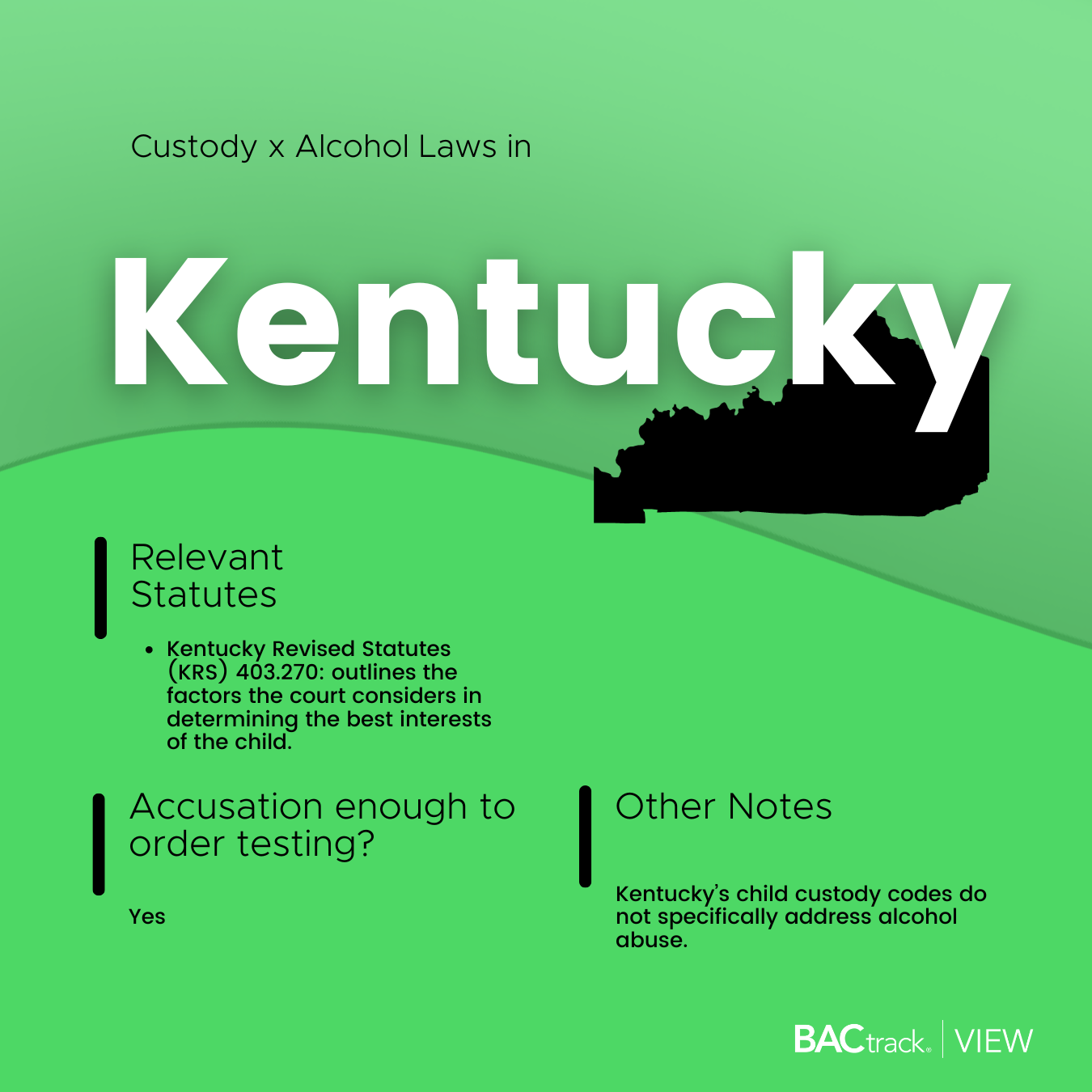 Child custody alcohol testing laws in Kentucky infographic