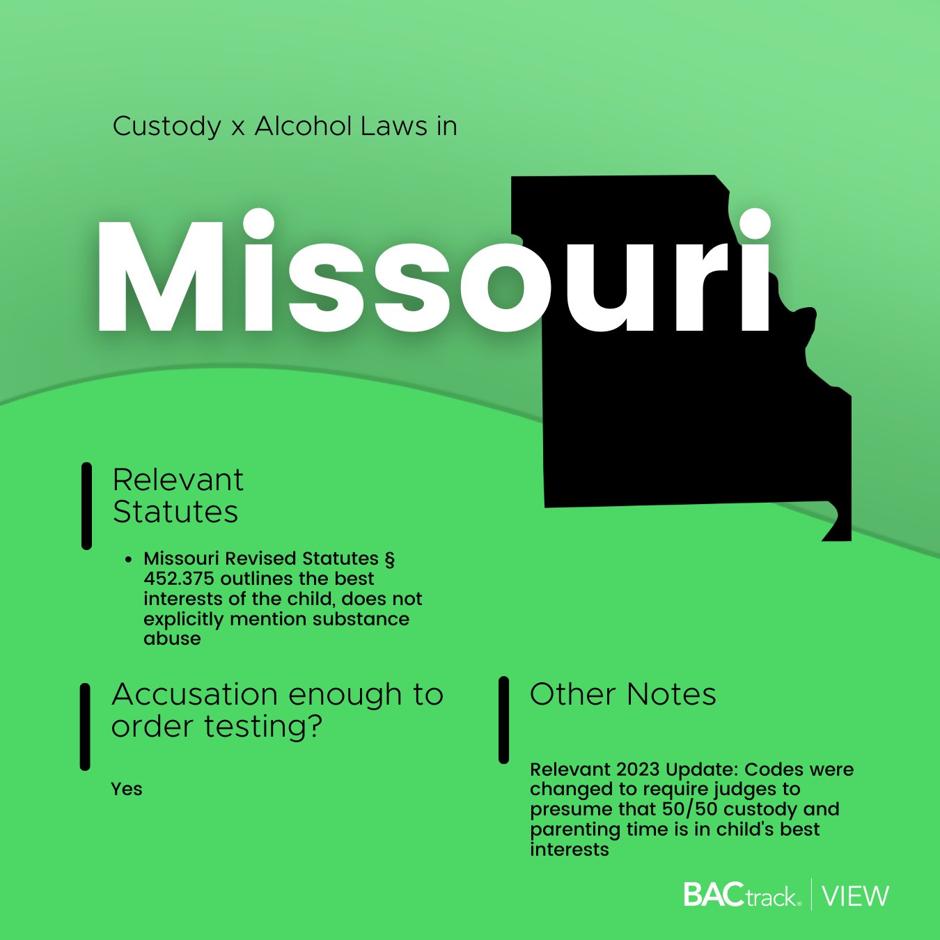 Child custody alcohol testing laws in Missouri infographic