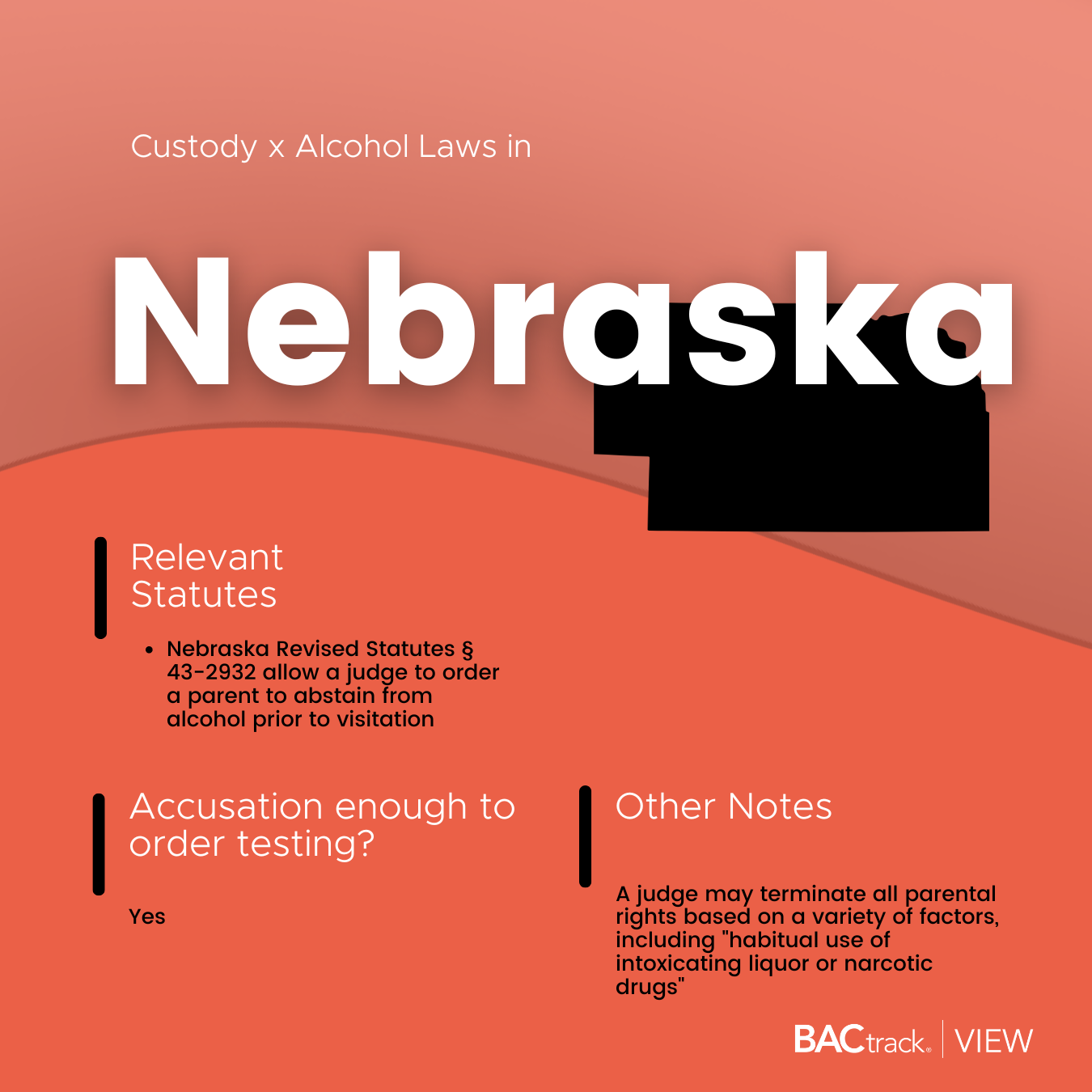 Child custody alcohol testing laws in Nebraska infographic