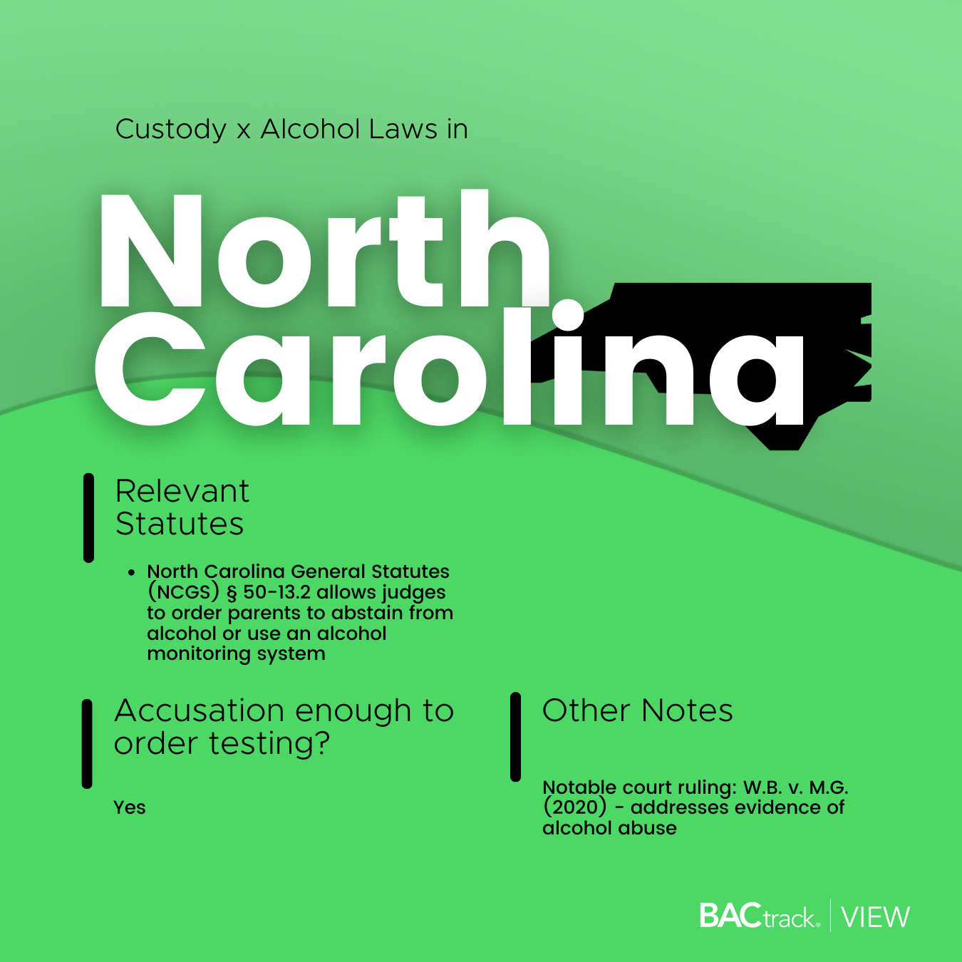 Child custody alcohol testing laws in North Carolina infographic