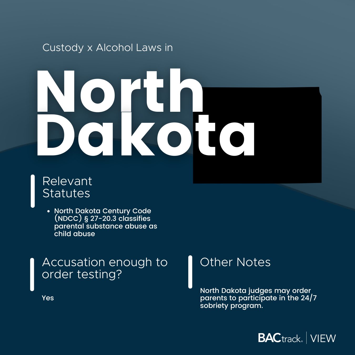 Child custody alcohol testing laws in North Dakota infographic