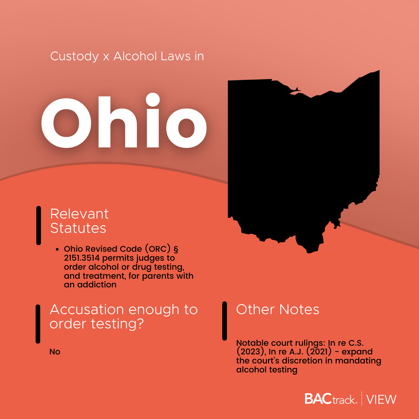 Child custody alcohol testing laws in Ohio infographic