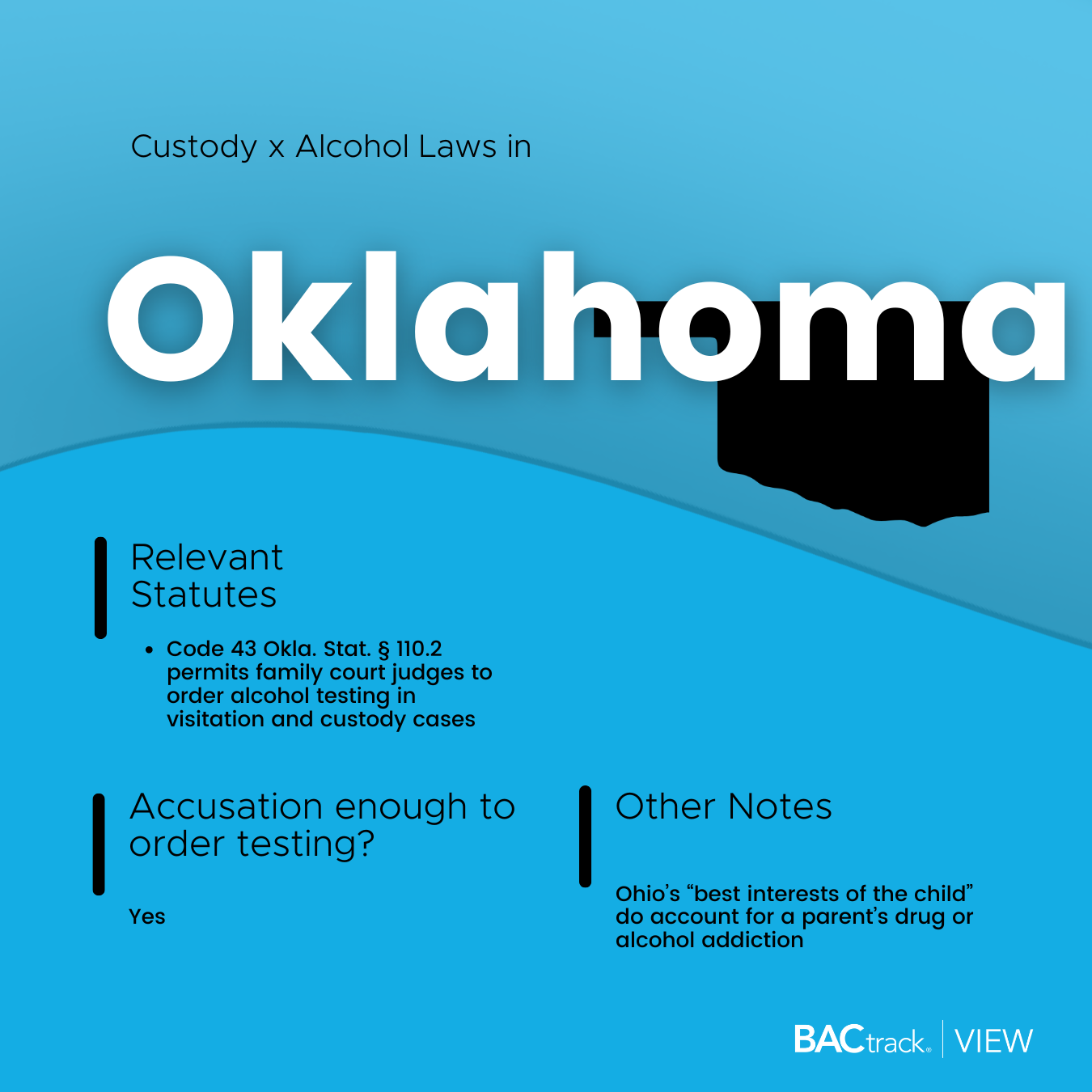 Child custody alcohol testing laws in Oklahoma infographic