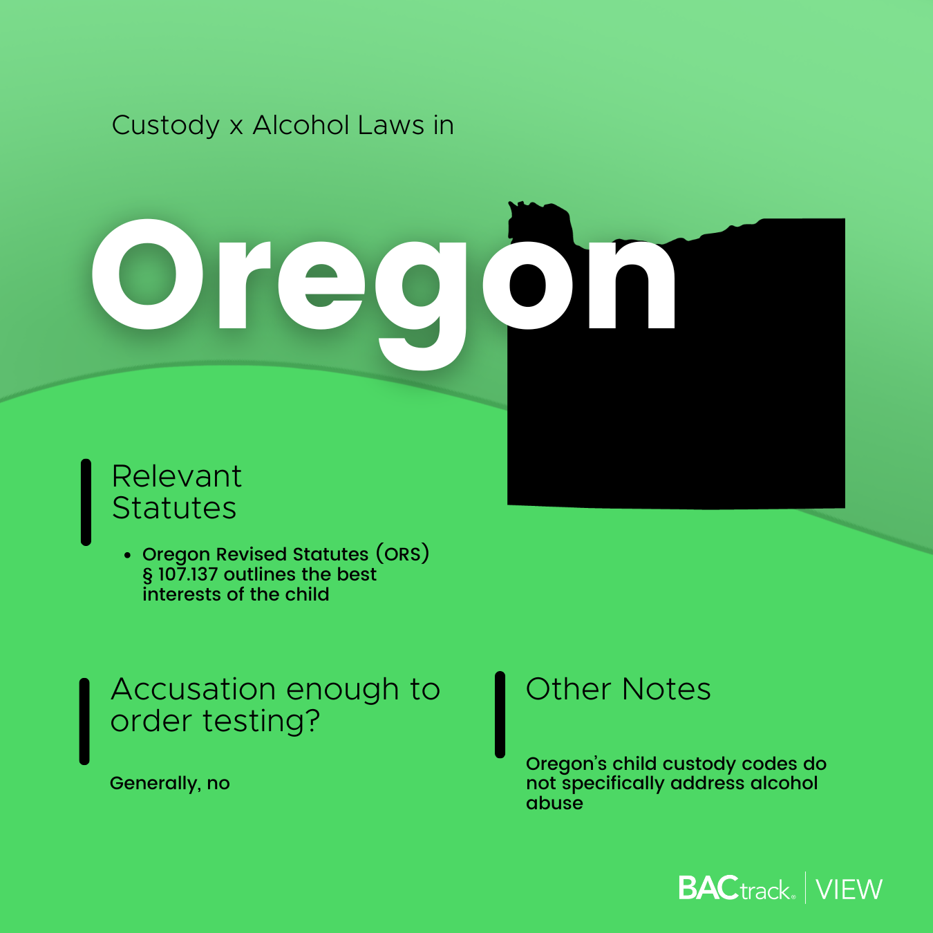 Child custody alcohol testing laws in Oregon infographic