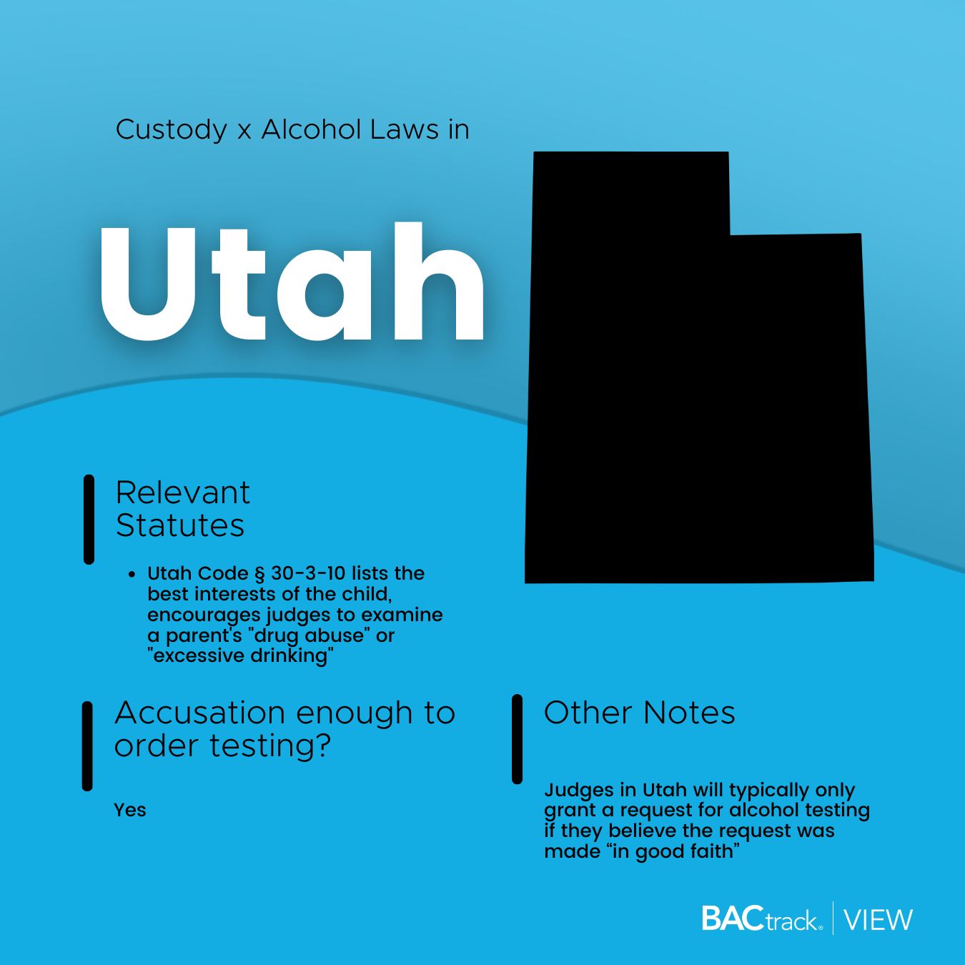 Child custody alcohol testing laws in Utah infographic