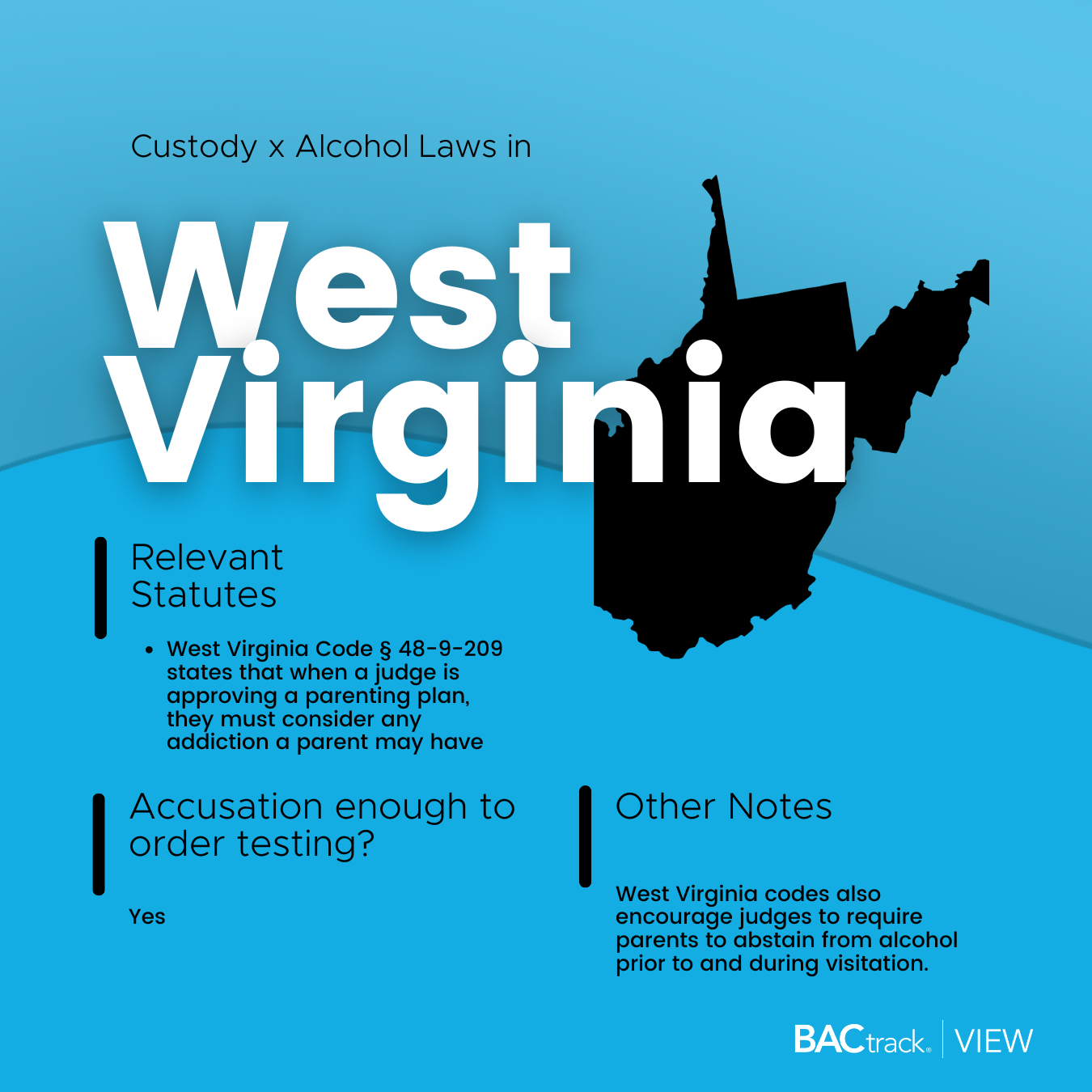 Child custody alcohol testing laws in West Virginia infographic