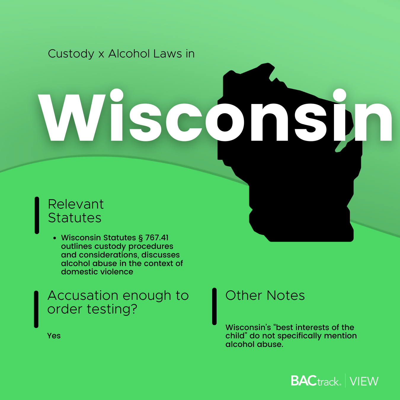 Child custody alcohol testing laws in Wisconsin infographic