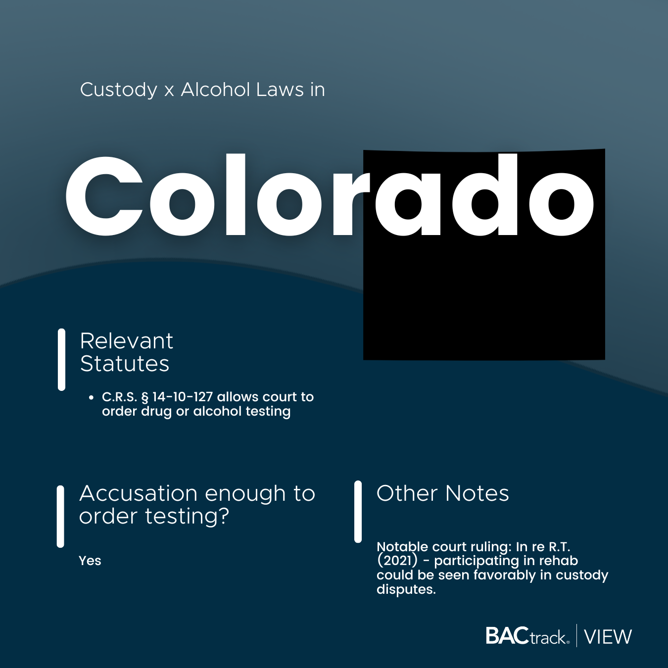 Child custody alcohol testing laws in Colorado