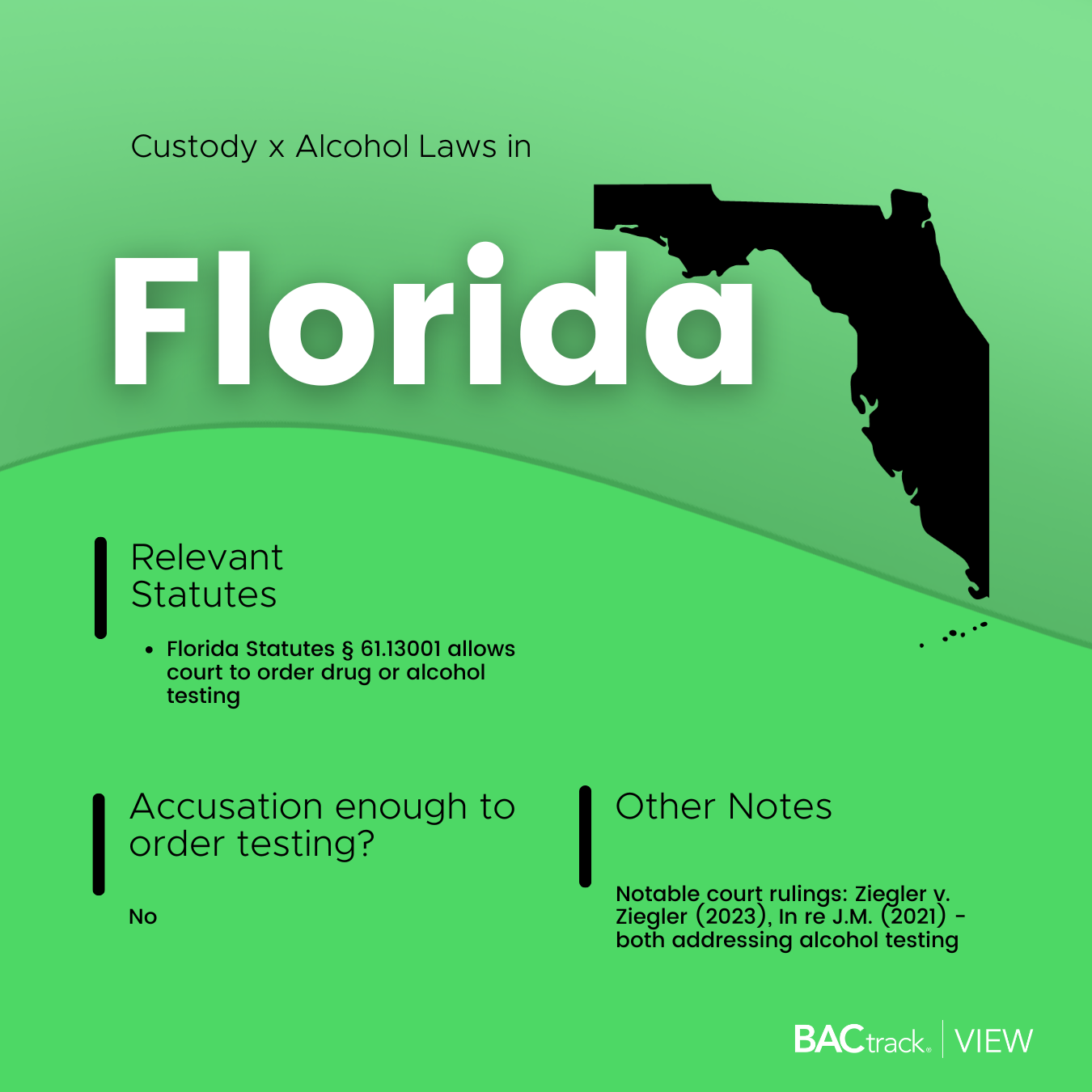 Child custody alcohol testing laws in Florida infographic