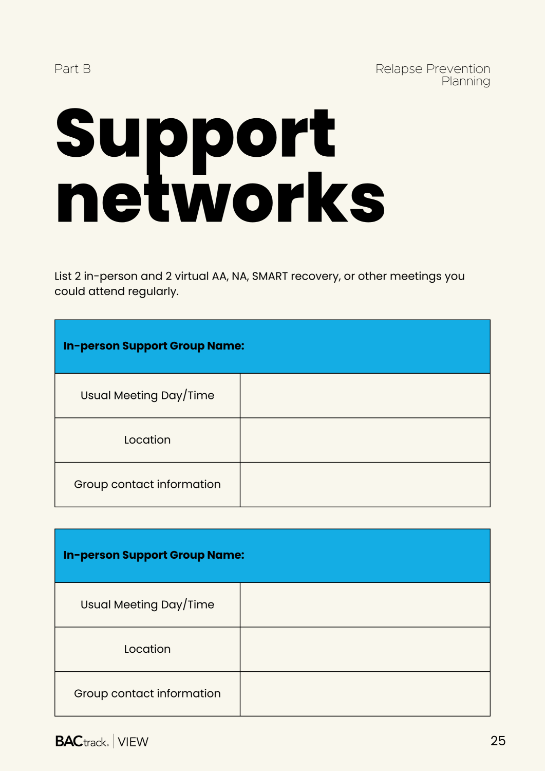 worksheet from the relapse prevention plan pdf