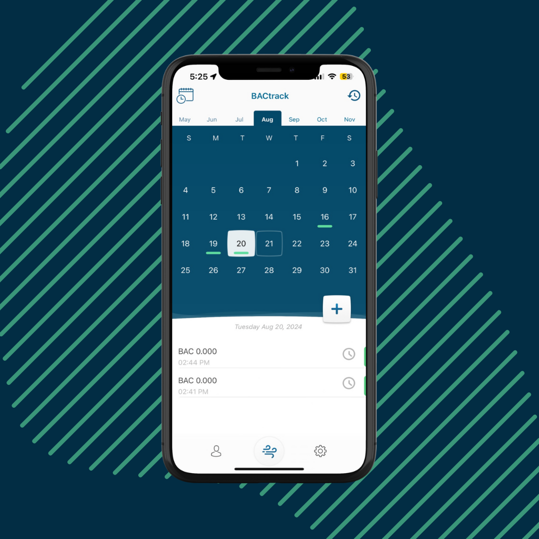 BACtrack View sobriety tracker calendar view